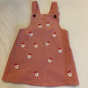 Pink Santa Embroidered Corduroy Dress
